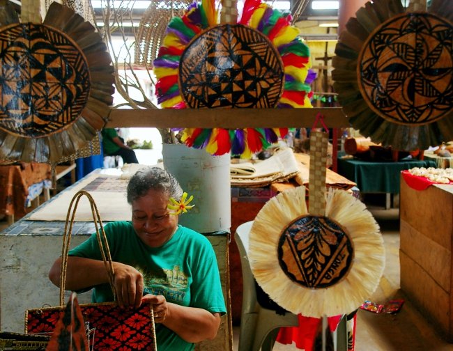 Handmade fans on display