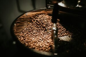Coffee beans inside a coffee machine
